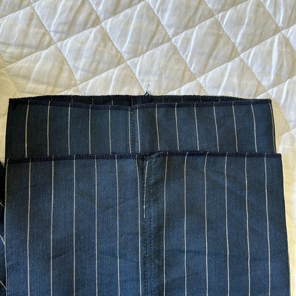 Burberry Linen Suit Pants Navy Blue with Pinstripes Wide Leg Size 38 - Picture 4 of 7